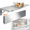Folding Concession Shelf 48 x 12 Inch, Stainless Steel Drop Down Serving Shelf, Wall Mounted Folding Shelf for Food Truck Window & Concession Stand