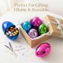Jumbo Plastic Metallic Easter Eggs for Easter Basket Hunt Egg Party Classroom Prize Supplies and Filling Treats