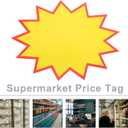 STOBOK 30 Sheets Explosive Price Tag Stickers 9.64X7.08In Fluorescent Yellow Star Burst Writable Self-Adhesive Labels for Retail Store Sale and Event Promotion