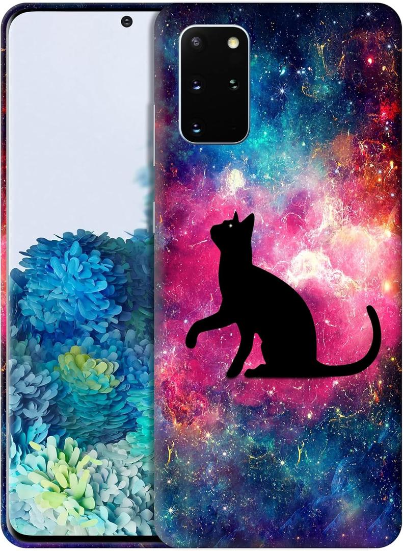 for Samsung Galaxy S20 Plus, Samsung S20 Plus Case with Cat Galaxy Space Stars Design Printed Slim & Sleek Cute Plastic Hard Protective Back Phone Case/Cover for Samsung S20 Plus