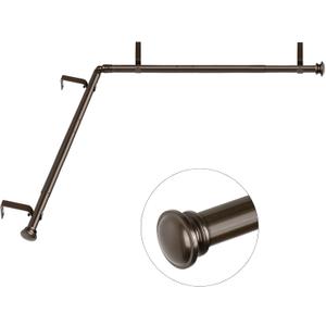 TONIAL Corner Window Curtain Rods, 32-86 Inch Center Rod, 20-82 Inch Side Rod 3/4 Inch Decorative Drapery Rods with Small Cap Finial, Bronze