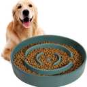 8.2inch Ceramic Slow Feeder Dog Bowl for Medium and Large Breed, Puzzle Dog Food Dish, Anti-Gulping, Pet Slow Feeder, Stop Bloat, Preventing Choking (Single Bowl-Dark Green) (1 x Dark Green- A)