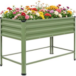 1MORE Elevated Raised Garden Bed with Legs, 482432in Large Metal Raised Bed for Backyard, Patio, Balcony. Raised Planter Box with Drainage Holes for Plants Vegetables Flowers Fruits.Green-1pcs