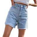 Women's Denim Shorts Casual Loose Jean Shorts Women High Waist Denim Short, Large