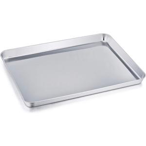 TeamFar Baking Sheet, Stainless Steel Baking Pan Cookie Sheet, Healthy & Non Toxic, Rust Free & Less Stick, Easy Clean & Dishwasher Safe (16" x 12" x 1")