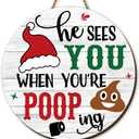 Funny Christmas Door Sign Prank Xmas Front Wooden Wreath Hanging Winter Seasonal Holiday Decor Merry Christmas Decorations for Home Party