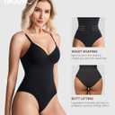 BRABIC Shapewear Bodysuits for Women Tummy Control Shapewear Seamless Deep V-Neck Body Shaper with Built-in Bra(Black, Small)