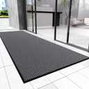 Front Door Mat, 3' x 10' Commercial Door Mat Outside Entrance, Heavy Duty Welcome Mat, Absorbent & Dirt Resistant, Non-Slip Extra Large Door Mats, Door Rugs for Entryway Indoor Outdoor, Grey