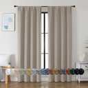 Simplebrand Ava Stone Blackout Curtains for Bedroom 84 Inch Length 2 Panels Set, Solid Thermal Insulated Privacy Living Room Window Treatment Curtains Blackout Drapes, W40 x L84 Inch, Stone