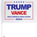 Trump Vance 2024 Flag for Car Accessories Bandera para Carros Window Clip Pole Mount Kit Rally Shooting 2024 Poster Auto Decor MAGA Sign Outdoor Decorations Republican Gift Made in USA