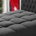 SOPAT Mattress Topper King Size Extra Thick Mattress Pad 8-21" Deep Pocket Soft Down Alternative Fill Mattress Protector Pillow Top Mattress Cover (78x80 Inches, Dark Grey)