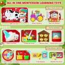 Montessori Farm Busy Board, Motor Skills Developmental Toys for 1 2 Year Old Boy Girl Gifts, Early Educational Toy for Toddlers 1-3, Christmas Birthday Gift for 12-18 Months, Sensory Board Toy for 1+, 9.6 x 3.5 x 9.6 inches