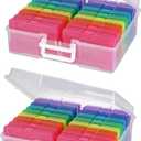 novelinks Transparent 4" x 6" Photo Cases and Clear Craft Keeper with Handle, 16 Inner Photo Organizers & Photo Storage Box, Plastic Photo Storage Containers (Color - 2Pack)