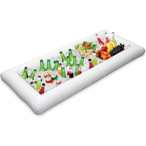 Jasonwell Inflatable Serving Bars Ice Buffet Salad Serving Trays Food Drink Holder Cooler Containers Indoor Outdoor BBQ Picnic Pool Party Supplies Beach Luau Hawaiian Tropical Cooler, 25"L x 5"W x 52"H