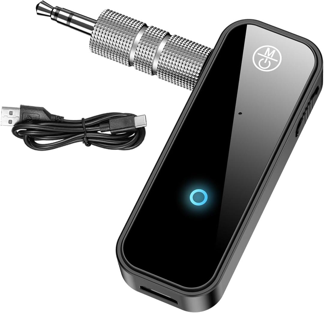 Upgraded AUX Bluetooth 5.4 Adapter for Car, 2 in 1 Wireless Bluetooth Transmitter and Receiver, 3.5mm Jack Wireless Audio Adapter Dongle for PC, TV, Headphone, Car, Home Audio Speaker, Hands-Free Call