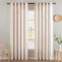 MIULEE Natural White Linen Curtains 84 Inch Long for Bedroom Living Room, Soft Thick Linen Textured Window Drapes Semi Sheer Light Filtering Rod Pocket Back Tab Neutral Farmhouse Cream Ivory 2 Panels, 52"W x 84"L