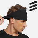 VIMPEP Tenacious Sports Headbands for Men Soft Feeling Non Silp Sweatband Workout Headband for Running,Cycling,Basketball,Tennis,Yoga Fitness Stretchy Quick-Dry Hairband for Unisex (3/4/6 Pack) (Black)
