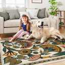 Zealude Beige 8x10 Area Rugs for Living Room, Soft Washbale Bedroom Rugs, Non Slip Low Pile Dining Room Rug, Stain Resistant Large Rug for Playroom Office Kitchen Indoor