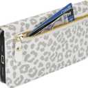 for iPhone 16 Plus Wallet Case for Women,Zipper Pocket,PU Leather Phone Case Stand flip Cover Crossbody Lanyard Strap Zipper Credit Card Holder Slots for Apple 16 Plus,White Leopard