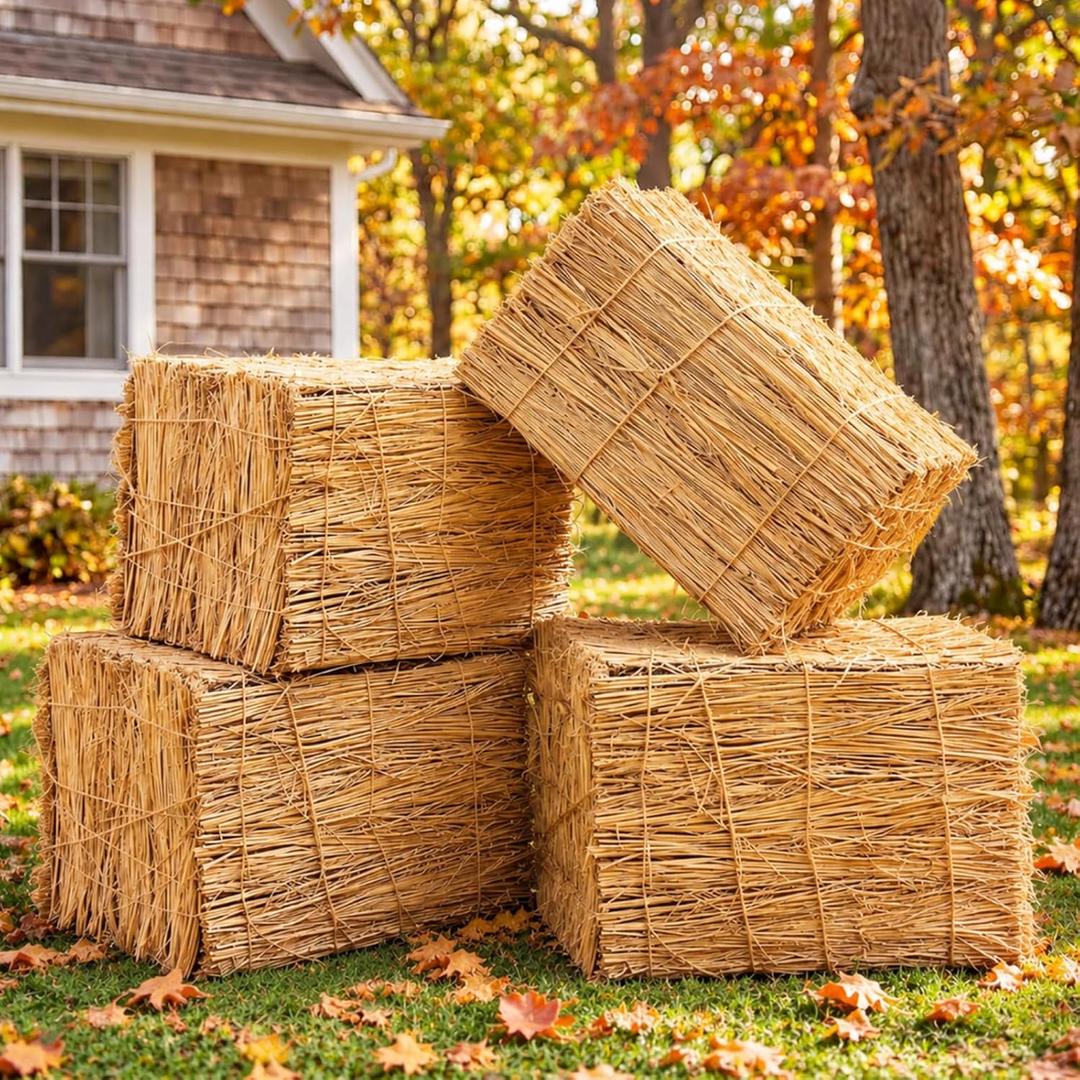 Gerrii 4 Pcs 22 x 18 x 16 in Fall Decorative Hay Straw Bales for Halloween