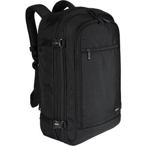 Amazon Basics Travel Backpack, Carry-On with Laptop Compartment, 40L Capacity, Expandable for 10% Extra Space, Convertible Backpack & Shoulder Bag, Multiple Pockets, 15.8"W x 21.5"H x 8.3"D, Black