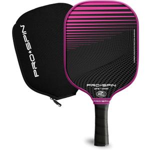 PRO SPIN Pickleball Paddles - USAPA-Approved Graphite Carbon Friction Surface Paddle - Set of 2 has Indoor/Outdoor Balls, Bag for Equipment & Accessories - Pickle Ball Gift for Women, Men, Kids (Pink (1-Pack))