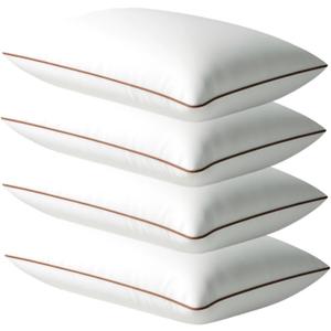 Luxury Hypoallergenic Sleeping Bed Pillows - Soft and Supportive - Premium Down Alternative Fill - Ideal for Side, Back, and Stomach Sleepers Queen Size Set of 4