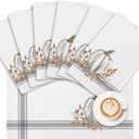 Fall Placemats Thanksgiving White Pumpkin Leaf Branch Tablemats for Dinner Table Gray Stripes Autumn Table Mats for Thanksgiving Day Holiday Cotton Linen Washable Set of 6