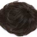 Natural Curly Replacement Wiglet Hairpiece 13x13cm Short Clip in Wavy Hair Topper for Women with Thinning Hair Dark Brown Color (9"-10")