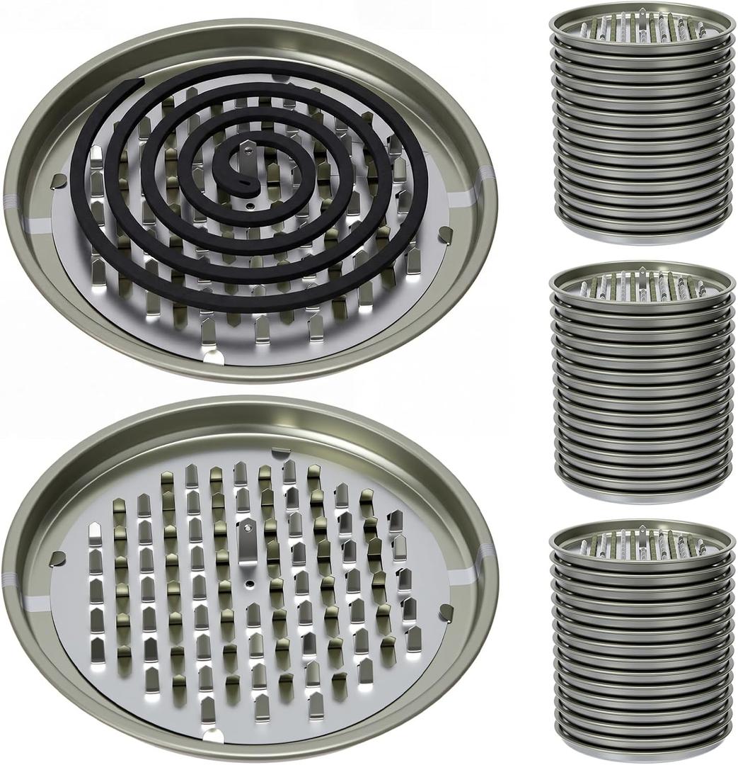 Hushee 50 Packs Portable Mosquito Coil Holder Bulk No Cover Round Metal Mosquito Sandalwood Incense Repellent Holder for Outdoor Use, Deck, Patio, Pool Side, Camping, Hiking, Fishing