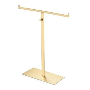 Recogwood Adjustable Purse Display Stand – T-Bar Stainless Steel Necklace and Bracelet Holder, Double Hook Organizer for Tabletop or Store Display, Gold