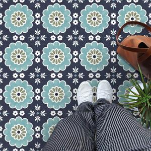 MORCART 20Pcs Peel and Stick Floor Tile, 11.8"x 11.8" Vinyl Flooring Waterproof No Adhesive Residue DIY Flooring for Bathroom, Kitchen, Fireplace, Stairs, Bedrooms, Wall - Dark Blue