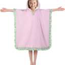 Hooded Towels for Kids, Bath Towel Swim Cover Up for Ages 3-10 Girls Boys Pool Towels Soft Thick 30"x30" Microfiber Poncho TowelPink