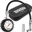 TireTek Tire Pressure Gauge (160 PSI ANSI Certified) - for Cars, Bikes, Motorcycle, Truck, Semi Truck, ATV & RV - Heavy Duty Steel Tire Gauge- Includes Extra Presta Valve & Storage Pouch