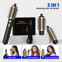 4 in 1 Rotating Hair Dryer Brush Spinning with Detachable Brush(2" & 1.5"),Negative Ionic Brush Blow Dryer 100-120V,3 Heats and 2 Speeds Rotating Hot Air Brush for Curling,Straight,Drying