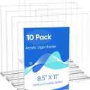 10 Pack Acrylic Sign Holder 8.5 x 11, Clear Double Side T Shape Acrylic Table Sign Stands for Display, Flyer Holder Paper Card Holder for Office Business Store Malls Restaurants