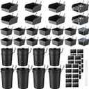 Sieral 64 Pieces Pegboard Bins Pegboard Cups with Hooks and Loops Peg Hooks Assortment Organizer Accessory for Organizing Accessories Tools Storage Office Workshop Garage Workbench (Black)