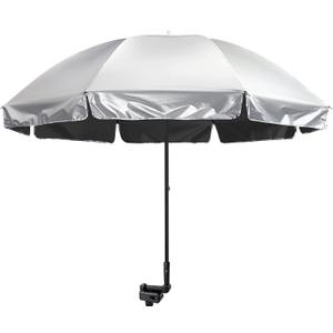 G4Free UPF 50+ Universal Clamp On Umbrella Adjustable Outdoor UV Protection Beach Chair Umbrella for Strollers, Wheelchairs, Patio Chairs, and Golf Carts (Black)