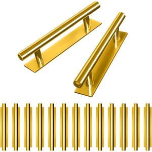kwa heri Self-Stick Push Pull Helper 15 Pack Hidden Cabinet Handle ABS Plastic Door Window Wardrobe Handle Instant Cabinet Drawer Furniture Handles (Gold)