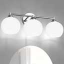 Chrome Bathroom Light Fixtures,3-Light Vanity Lights with Frosted Glass,Mid-Century Modern Bathroom Vanity Light Over Mirror