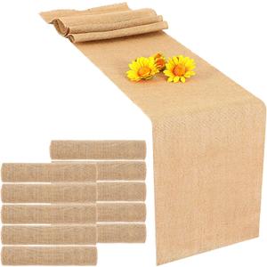 10 Pack Burlap Table Runners Rustic Table Runner Jute Farmhouse Fabric Party Centerpieces for Country Vintage Wedding Banquet Decoration, 12 x 71 Inch