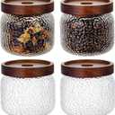 LemonRoad 4 Pack 10 oz Vintage Glass Jars with Lid Decorative Airtight Glass Food Containers Anti Slip Storage Canister for Kitchen Counter Pantry Coffee Nuts Sugar Candy Tea Cookie Spices Oats Cereal