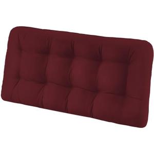 Tufted Bench Cushions for Outdoor Furniture, 44" x 19" Porch Swing Cushions Filled with Foam, Overstuffed Patio Cushions for Bench Loveseat with 2-3 Seats,Thick and Water Resistant, Burgundy