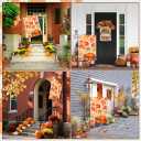 3 x Thanksgiving Garden Flag, 12x18 Inch Double Sided Thanksgiving Garden Flags for Outside Burlap Maple Leaves Pumpkin Yard Flag Porch House Banner for Harvest Autumn Holiday Outdoor Porch Lawn Decor