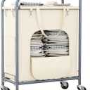 Laundry Basket with Wheels,150L Large Rolling Laundry Hamper, Heavy-Duty Laundry Cart Sturdy Metal Frame with Handle, Minimizes Bending Easy Access Clothing for Bedroom, Bathroom, Laundry Room (Beige)