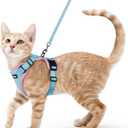 rabbitgoo Cat Harness and Leash for Walking, Escape Proof Soft Adjustable Vest Harnesses for Cats, Easy Control Breathable Reflective Strips Jacket, Light Blue&Pink, S