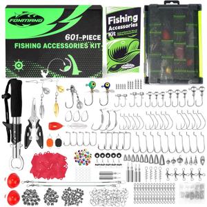 322-Piece Fishing Lures Kit - Buzz Bait/Spinner Baits/Jig/Frog, Fishing Tackle Box with Tackle Included, Soft Bait/Hooks/Weights, 2024 Fishing Gear Lure Kit Gift for Men Freshwater Bass Trout