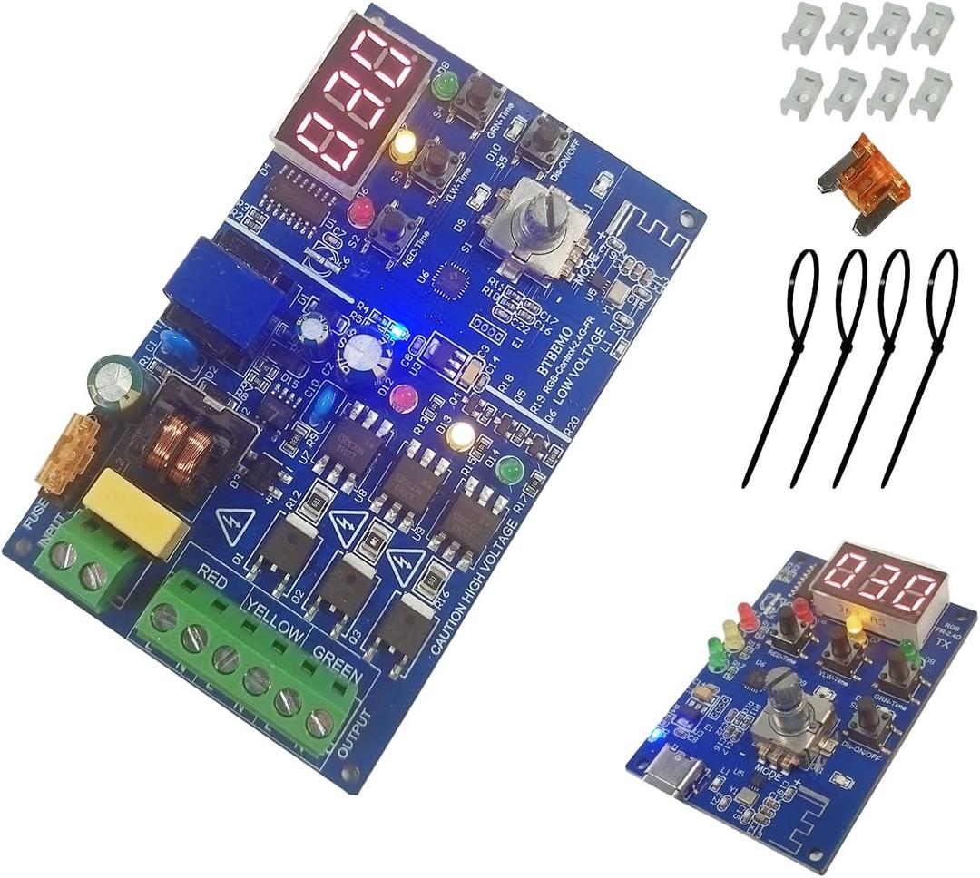 Traffic Light Controller Sequencer with 50+ Sequences 3 Channel 85VAC-265VAC Easy to Program&Fix Installation Complete Accessories Digital Tube Display Traffic Light Sequencer