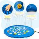 ArtCreativity Splash Pad for Kids and Pets - 60 Inches - Non-Slip Sprinkler Baby Play Mat with Sound & Light - Outside Water Toys for Toddlers and Dogs - Inflatable Kiddie Summer Wading Pool Toy