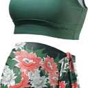 GINKANA Maternity Bikini Two Piece Tie Knot High Waisted Bikini Set Summer Maternity 2 Piece Swimsuit Racerback Bathing Suits (Black, S)